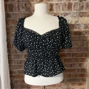 Line and Dot Revolve Polka Dot Lace Floral Crop Top NWT -Size XS -TP12